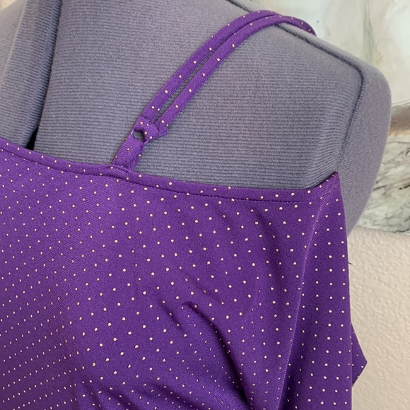 Torrid Purple & Gold Top with one open shoulder - Picture 2 of 5